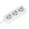 Przedłużacz 3 gniazda 2m typu niemieckiego bez przełącznika (3x1,5mm) Rebel biały