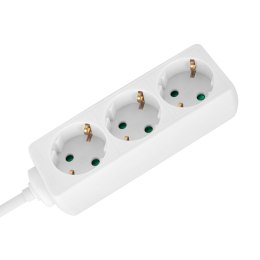 Przedłużacz 3 gniazda 2m typu niemieckiego bez przełącznika (3x1,5mm) Rebel biały