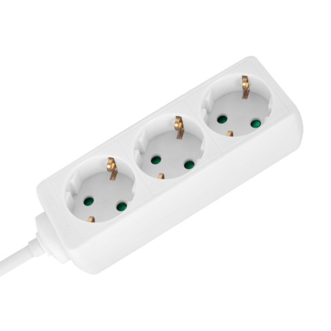 Przedłużacz 3 gniazda 2m typu niemieckiego bez przełącznika (3x1,5mm) Rebel biały