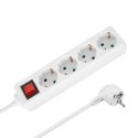 Przedłużacz 4 gniazda 2m typu niemieckiego z przełącznikiem (3x1,5mm) Rebel biały