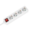 Przedłużacz 4 gniazda 2m typu niemieckiego z przełącznikiem (3x1,5mm) Rebel biały