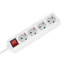 Przedłużacz 4 gniazda 2m typu niemieckiego z przełącznikiem (3x1,5mm) Rebel biały