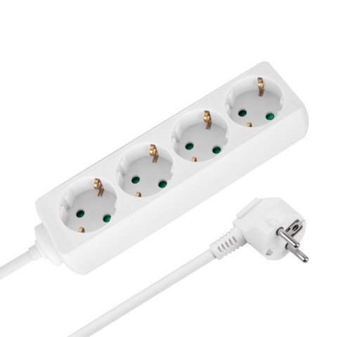 Przedłużacz 4 gniazda 3m typu niemieckiego bez przełącznika (3x1,5mm) Rebel biały