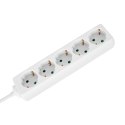 Przedłużacz 5 gniazd 2m typu niemieckiego bez przełącznika (3x1,5mm) Rebel biały