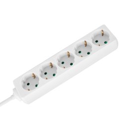 Przedłużacz 5 gniazd 2m typu niemieckiego bez przełącznika (3x1,5mm) Rebel biały