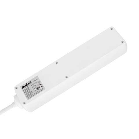 Przedłużacz 5 gniazd 2m typu niemieckiego bez przełącznika (3x1,5mm) Rebel biały