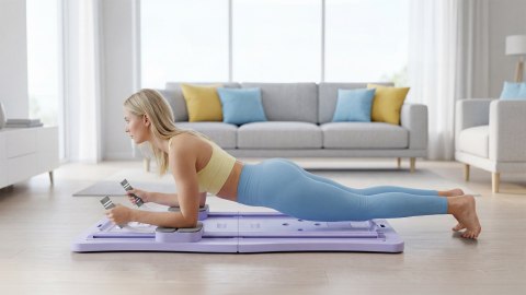 Domowy zestaw do pilates, wielofunkcyjny przyrząd do ćwiczeń fitness 9 w 1, kolor fioletowy