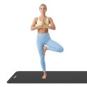 Mata gimnastyczna do ćwiczeń joga, pilates, fitness, 183x61cm, grubość 1 cm, materiał NBR, czarna, REBEL ACTIVE