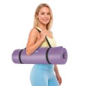 Mata gimnastyczna do ćwiczeń joga, pilates, fitness, 183x61cm, grubość 1cm, materiał NBR, fioletowa, REBEL ACTIVE