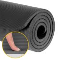 Mata gimnastyczna do ćwiczeń joga, pilates, fitness, 190x100cm, grubość 1,5cm, materiał NBR, czarna, REBEL ACTIVE