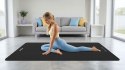 Mata gimnastyczna do ćwiczeń joga, pilates, fitness, 190x100cm, grubość 1,5cm, materiał NBR, czarna, REBEL ACTIVE