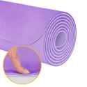 Mata gimnastyczna do ćwiczeń joga, pilates, fitness, 200x90cm, grubość 1cm, materiał TPE, fioletowa, REBEL ACTIVE