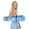 Mata gimnastyczna do ćwiczeń joga, pilates, fitness, 200x90cm, grubość 1cm, materiał TPE, niebieska, REBEL ACTIVE