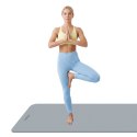 Mata gimnastyczna do ćwiczeń joga, pilates, fitness, 200x90cm, grubość 1cm, materiał TPE, szara, REBEL ACTIVE