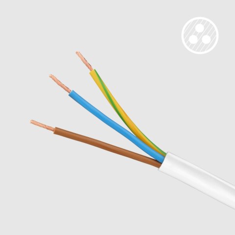 Przedłużacz 3 gniazda 1,5m typu francuskiego bez przełącznika (3x1,0mm) Rebel biały