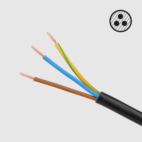 Przedłużacz 3 gniazda 1,5m typu francuskiego bez przełącznika (3x1,0mm) Rebel czarny