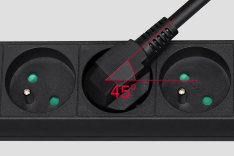 Przedłużacz 3 gniazda 1,5m typu francuskiego z przełącznikiem (3x1,0mm) Rebel czarny