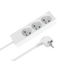 Przedłużacz 3 gniazda 2m typu francuskiego bez przełącznika (3x1,5mm) Rebel biały