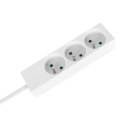 Przedłużacz 3 gniazda 2m typu francuskiego bez przełącznika (3x1,5mm) Rebel biały