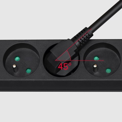 Przedłużacz 3 gniazda 3m typu francuskiego bez przełącznika (3x1,5mm) Rebel czarny