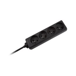 Przedłużacz 4 gniazda 1,5m typu francuskiego bez przełącznika (3x1,0mm) Rebel czarny