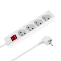 Przedłużacz 4 gniazda 1,5m typu francuskiego z przełącznikiem (3x1,0mm) Rebel biały