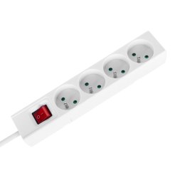 Przedłużacz 4 gniazda 1,5m typu francuskiego z przełącznikiem (3x1,0mm) Rebel biały