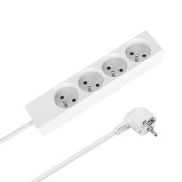 Przedłużacz 4 gniazda 2m typu francuskiego bez przełącznika (3x1,5mm) Rebel biały