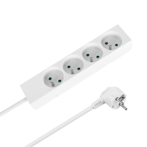 Przedłużacz 4 gniazda 2m typu francuskiego bez przełącznika (3x1,5mm) Rebel biały