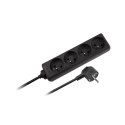 Przedłużacz 4 gniazda 3m typu francuskiego bez przełącznika (3x1,5mm) Rebel czarny