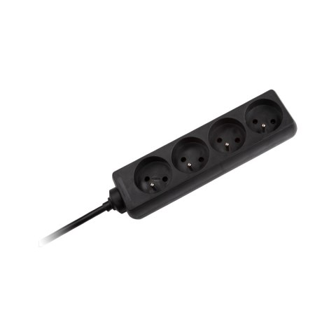 Przedłużacz 4 gniazda 3m typu francuskiego bez przełącznika (3x1,5mm) Rebel czarny