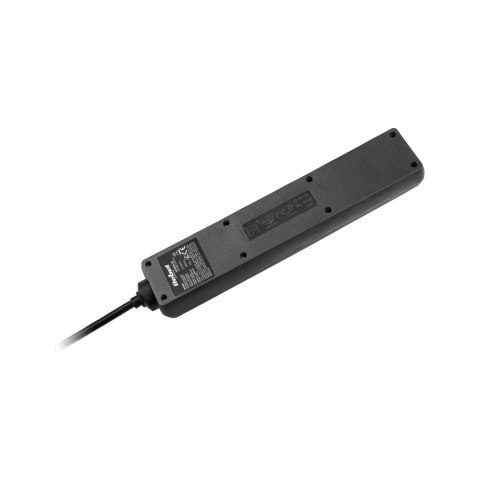 Przedłużacz 5 gniazd 1,5m typu francuskiego z przełącznikiem (3x1,0mm) Rebel czarny