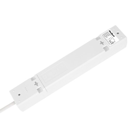 Przedłużacz 5 gniazd 2m typu francuskiego z przełącznikiem (3x1,5mm) Rebel biały