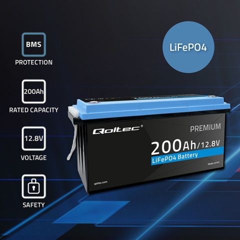 Qoltec Akumulator LiFePO4 | 12.8V | 200Ah | 2560Wh | BMS
