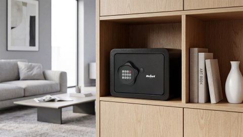 Sejf domowy elektroniczny na kod PIN i klucz - sejf na pieniądze i dokumenty Rebel RB-7001