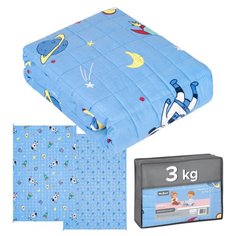 Kołdra obciążeniowa PREMIUM z bawełny, koc sensoryczny dla dzieci, 100x150 cm, 3 kg, kosmos