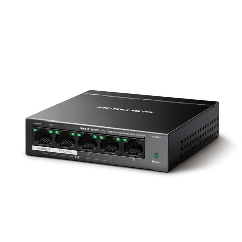 Switch Mercusys MS105GP, 5 portów 10/100/1000 Mb/s Gigabit