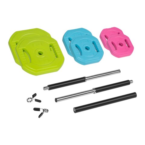 Sztanga składana z obciążeniem bitumicznym, gryf 140cm, zestaw treningowy 20kg, REBEL ACTIVE
