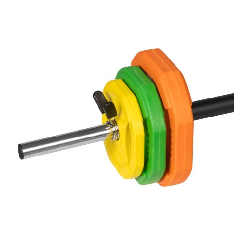Sztanga składana z obciążeniem żeliwnym, gryf 140cm, zestaw treningowy 20kg, REBEL ACTIVE