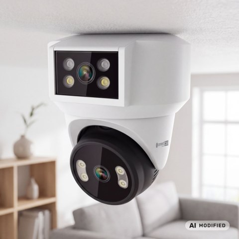 Kamera WiFi zewnętrzna Kruger&Matz Connect C180 2x Obiektyw PTZ 360° 2K Tuya Smart Life Kolor Nocą Audio AI