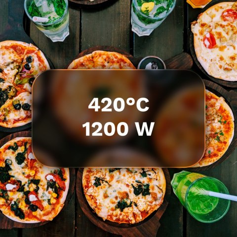 Piec do pizzy TEESA SUPREME FUN 1200W, 420 stopni, dwie grzałki , czerwony
