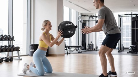 Piłka lekarska do ćwiczeń fitness, rehabilitacyjna, 2kg, REBEL ACTIVE