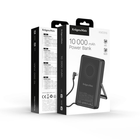 Powerbank Kruger&Matz 10000 mAh Li-pol z fukcją QC oraz PD, certyfikat CCC (kraje Azjatyckie)