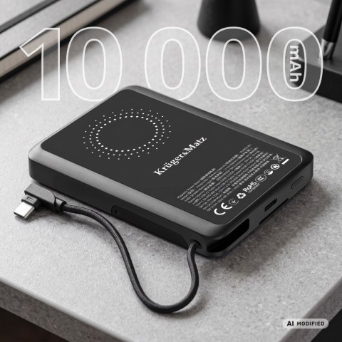Powerbank Kruger&Matz 10000 mAh Li-pol z fukcją QC oraz PD, certyfikat CCC (kraje Azjatyckie)
