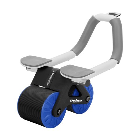 Przyrząd do ćwiczenia mięśni brzucha z timerem, AB roller Wheel AB-3 , kolor czarno-niebieski , REBEL ACTIVE