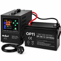 Zasilacz awaryjny do pieca CO gazowego komputera 500VA / 300W + AKUMULATOR Opti 100Ah Volt Polska Czysty sinus