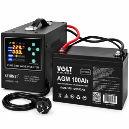 ZASILACZ AWARYJNY KEMOT UPS 700W CZYSTY SINUS + AKUMULATOR AGM 100Ah VOLT